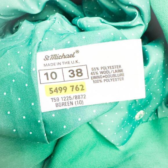 St. Michael Wool Blend Bright Green 3-Button Blazer Size 10 - Picture 5 of 5